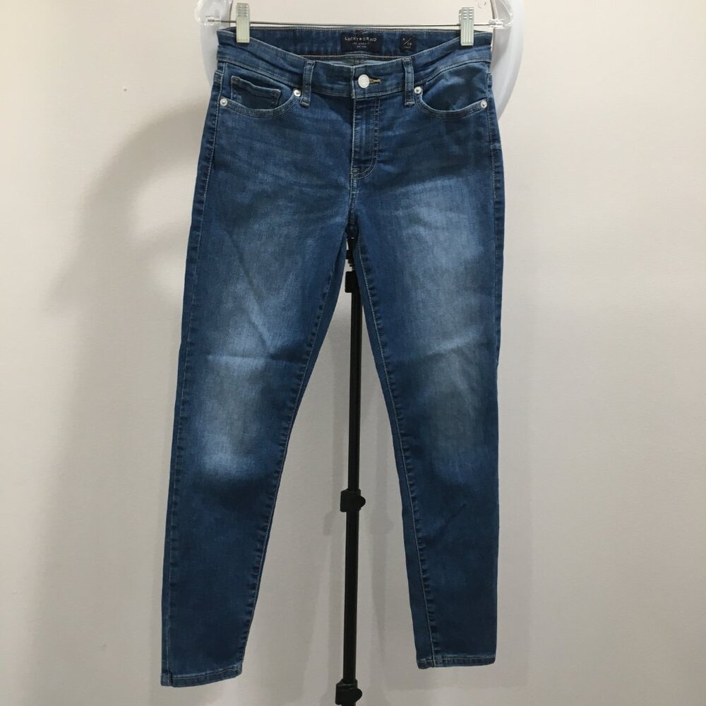 LUCKY BRAND Medium Wash Low Rise STELLA Skinny 5 Pocket Logo Hardware Jeans